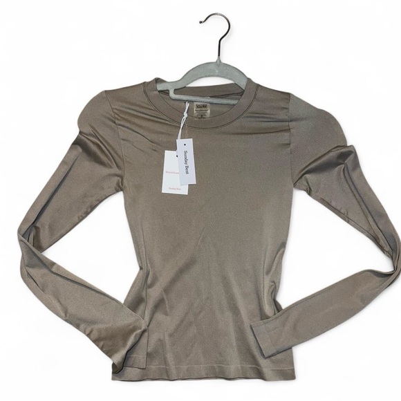Sunday Best Tops - Sunday Best sinch seam beige long sleeve
